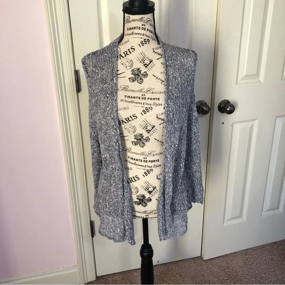 -EILEEN FISHER CLASSIC ELEGANT 100% COTTON OPEN WATERFALL CARDIGAN …‎
